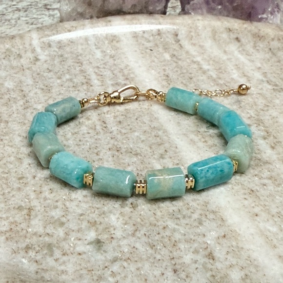 Artisan Jewelry - Gold-Filled Amazonite Tube Bead Bracelet
